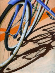 Three Wheels - bicycle art oil painting