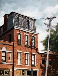 Old Brick BUilding - city oil painting
