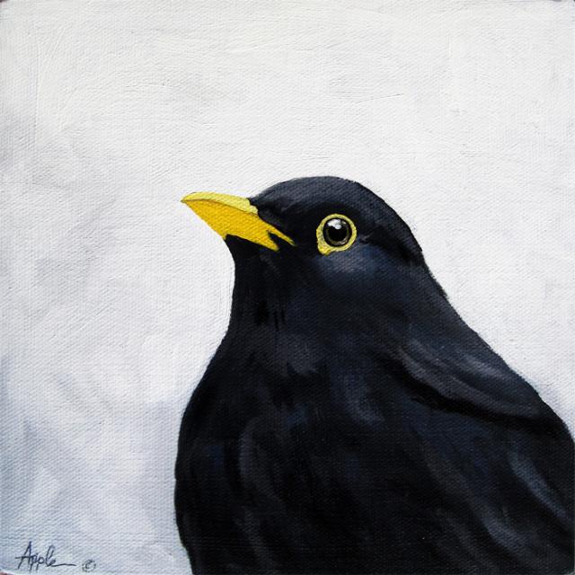 Blackbird realism animal art oil painting