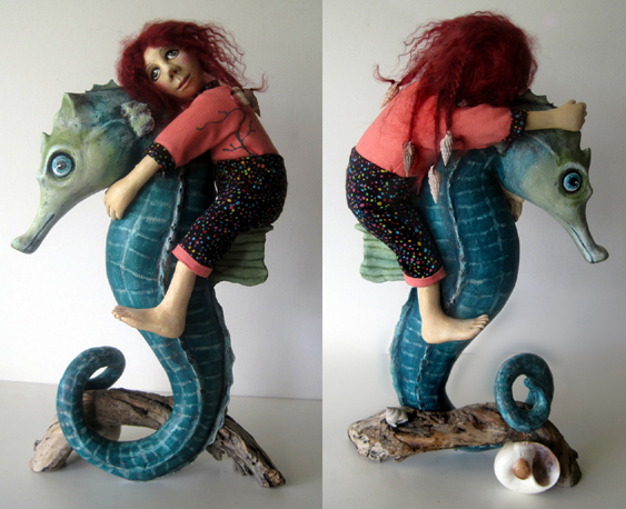 Horse of a Different Color - Seahorse and Figure Sculpture