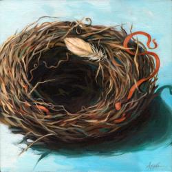 They Have Moved On - Bird Nest oil painting