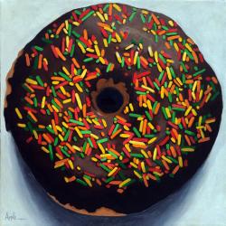 Realistic Donut with Sprinkles Still Life Original Painting