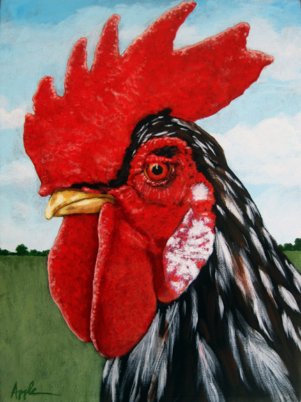ROOSTER farm animal art Original Oil Painting by L. Apple
