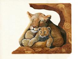 Lion & Cub - original wildlife painting