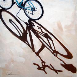 Long Day shadows cycling bike art original painting