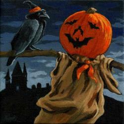 Black Crow & Pumpkin Man - Halloween