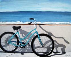 Bicycle art by the ocean 