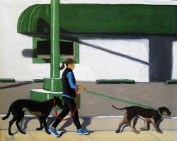 Walking the Dogs - woman on city street