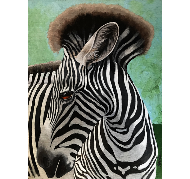 Baby Zebra realistic animal portrait from the Wilds original painting
